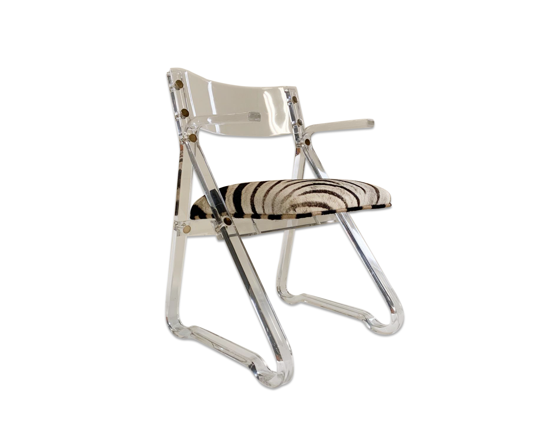 Lucite Desk Chair In Zebra Hide Forsyth