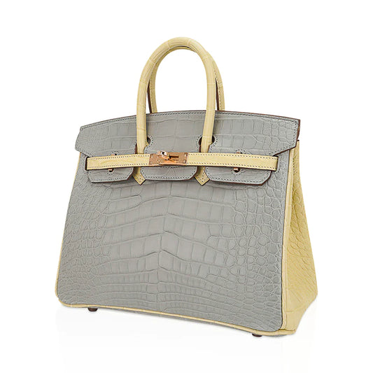 Hermes Birkin 25 Sellier Indigo Aizome Porosus Crocodile Bag Limited  Edition