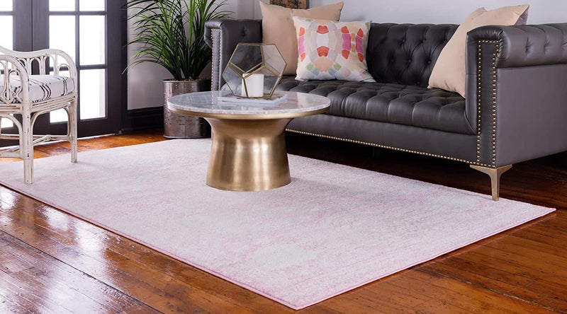 6' x 9' Abstract Ivory and Light Pink Area Rug