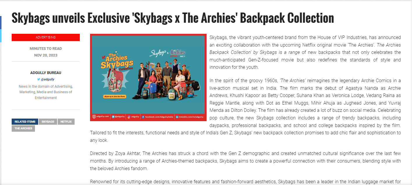 Skybags unveils Exclusive