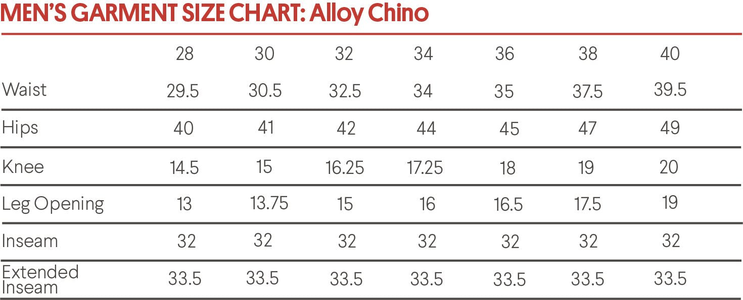 Alloy Dress Size Chart