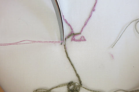 Cleaning up a knotted thread