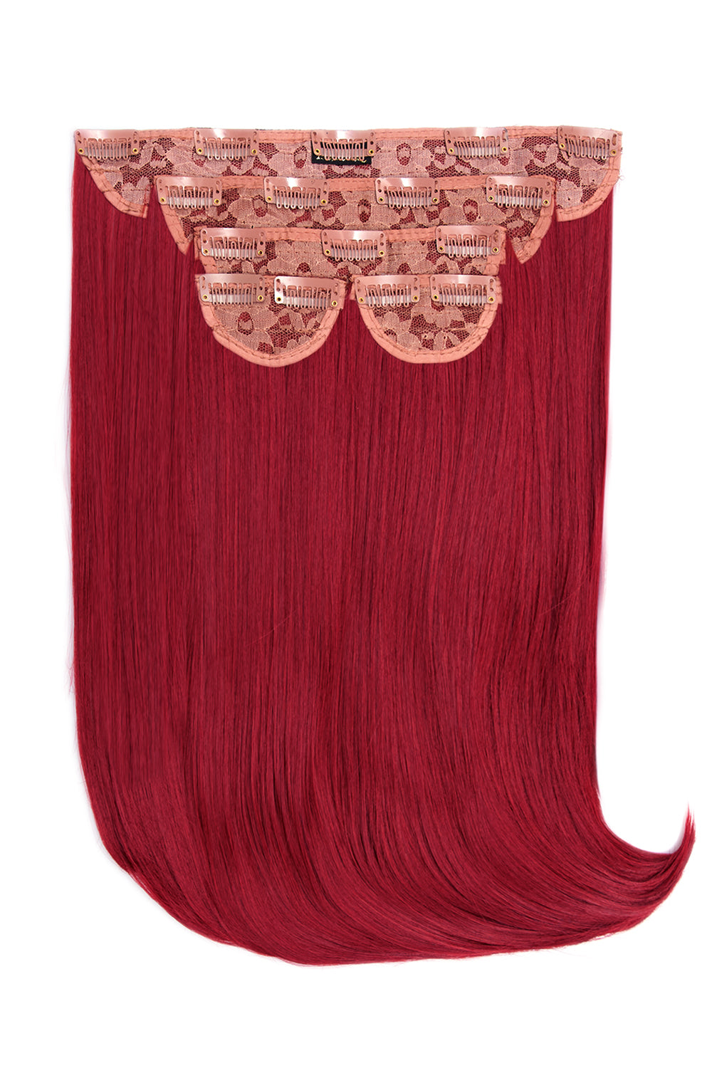 Super Thick 16" 5 Piece Curve Clip In Hair Extensions - Burgundy Ruby Red