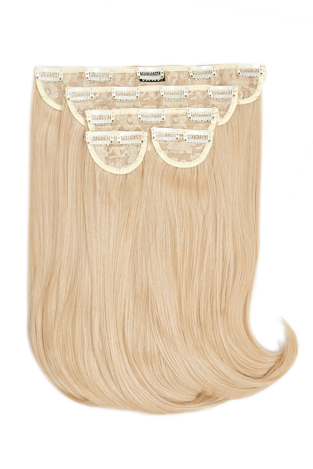 Super Thick 16" 5 Piece Curve Clip in Hair Extensions + Hair Care Bundle - Champagne Blonde