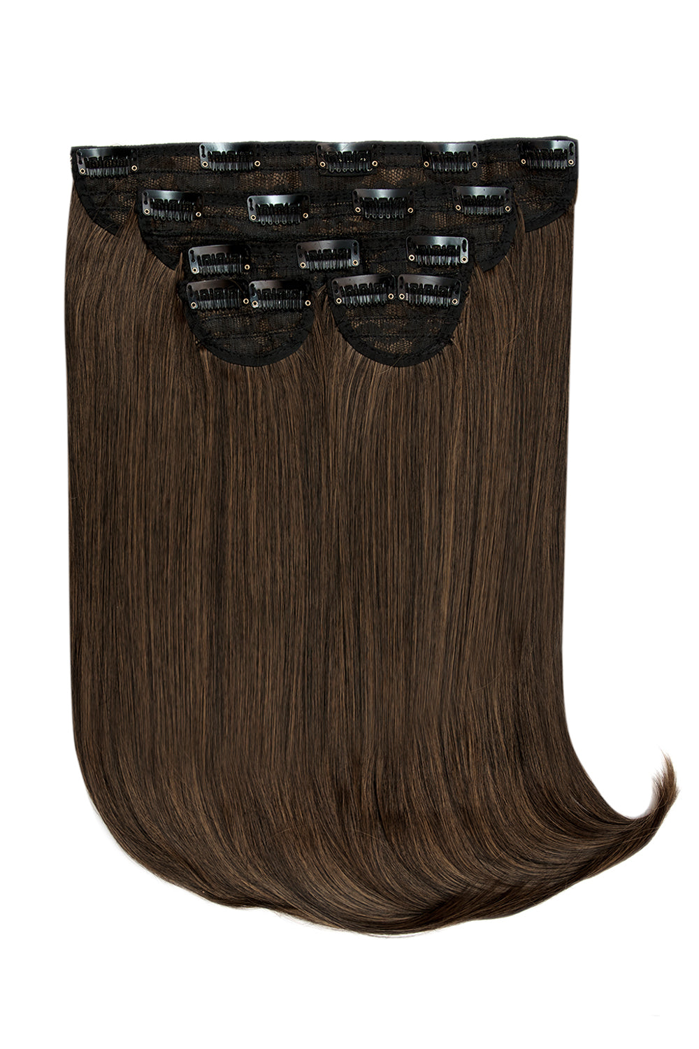 Super Thick 16" 5 Piece Curve Clip In Hair Extensions - Dark Brown & Caramel