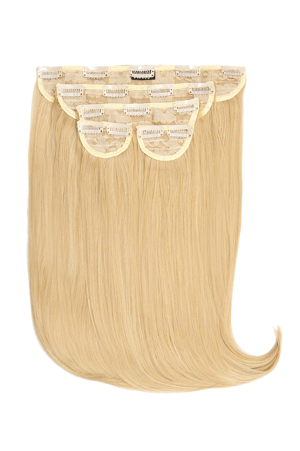 Super Thick 16" 5 Piece Curve Clip in Hair Extensions + Hair Care Bundle - Golden Blonde