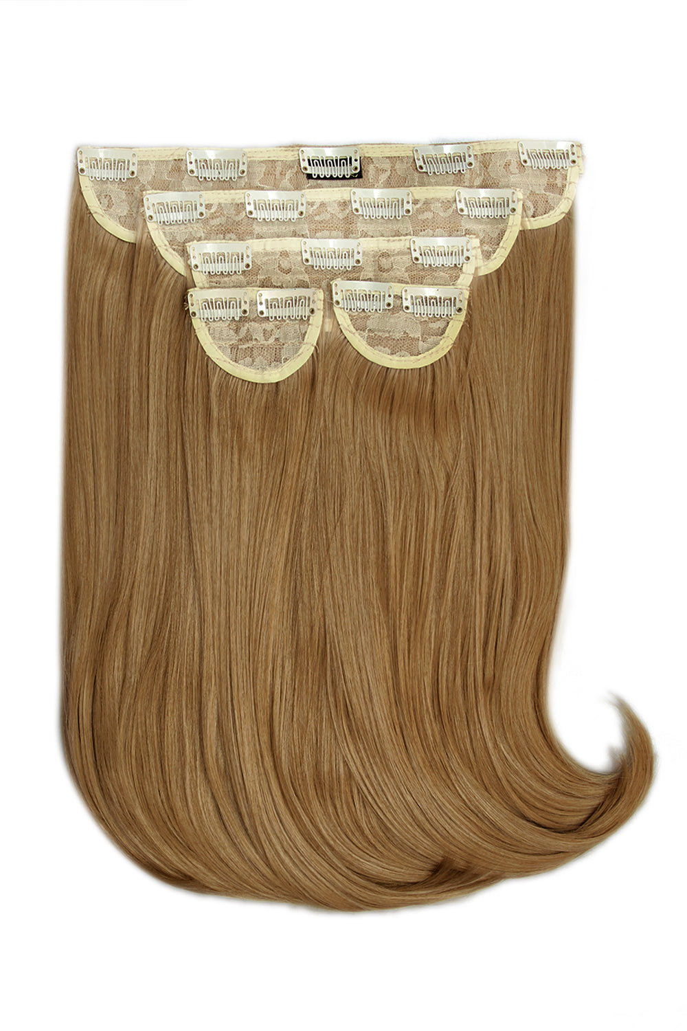 Super Thick 16" 5 Piece Curve Clip in Hair Extensions + Hair Care Bundle - Harvest Blonde