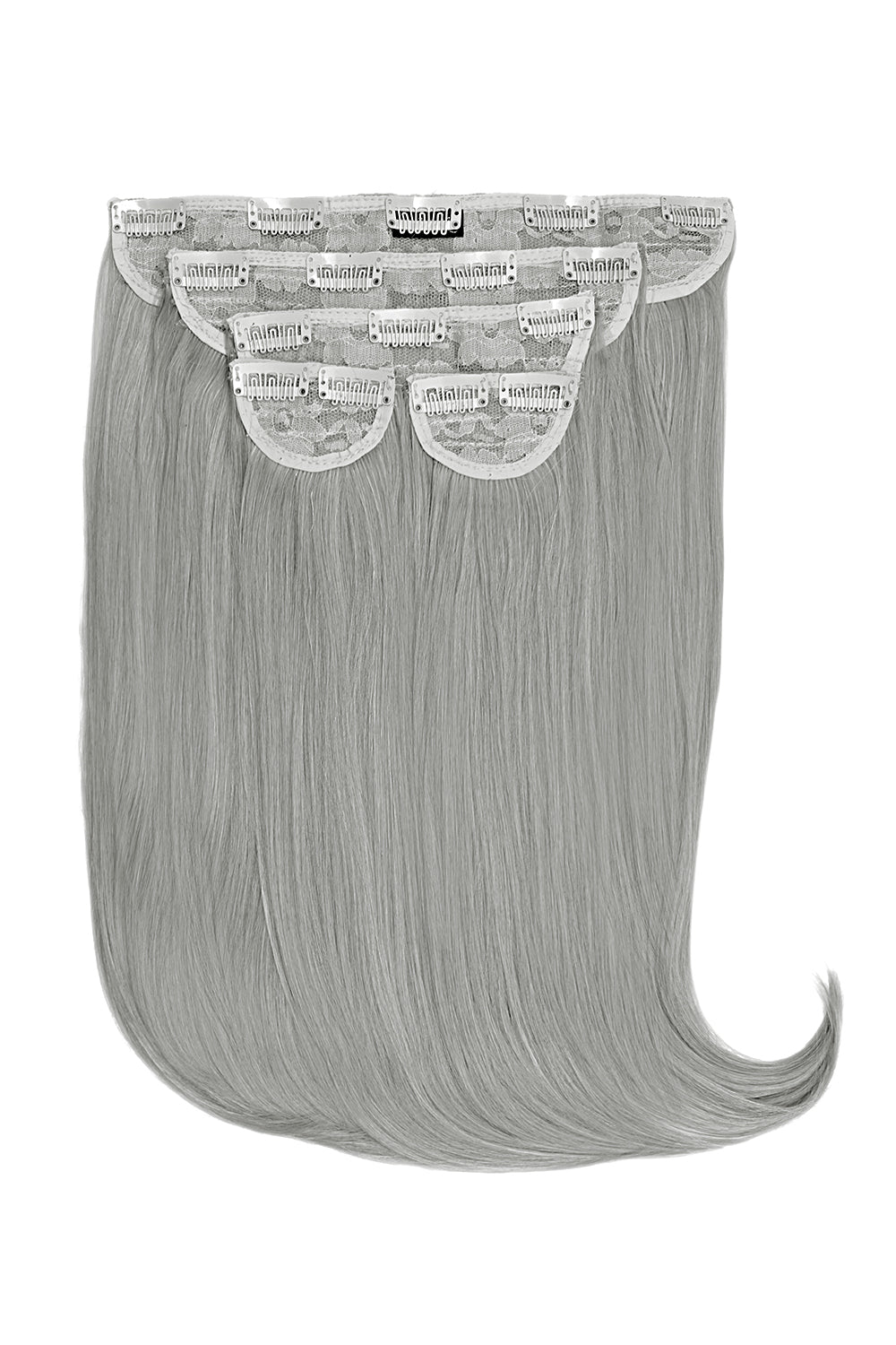 Super Thick 16" 5 Piece Curve Clip In Hair Extensions - Silver Grey