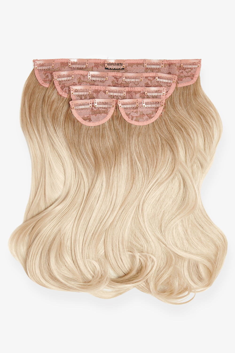 Super Thick 16" 5 Piece Blow Dry Wavy Clip In Hair Extensions - Rooted Light Blonde