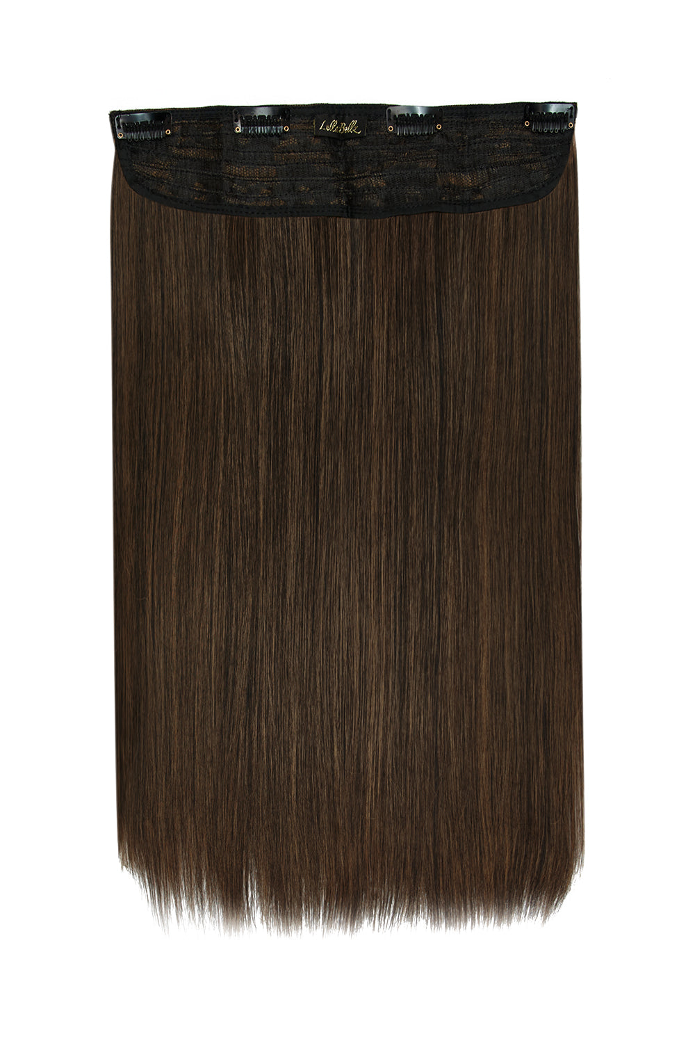 Thick 18" 1 Piece Straight Synthetic Clip In Hair Extensions - LullaBellz  - Dark Brown & Caramel