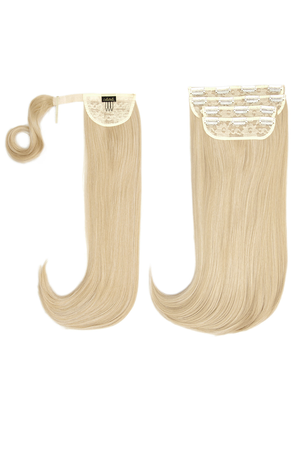 Ultimate Half Up Half Down 22’’ Straight Extension and Pony Set - Champagne Blonde Festival Hair Inspiration