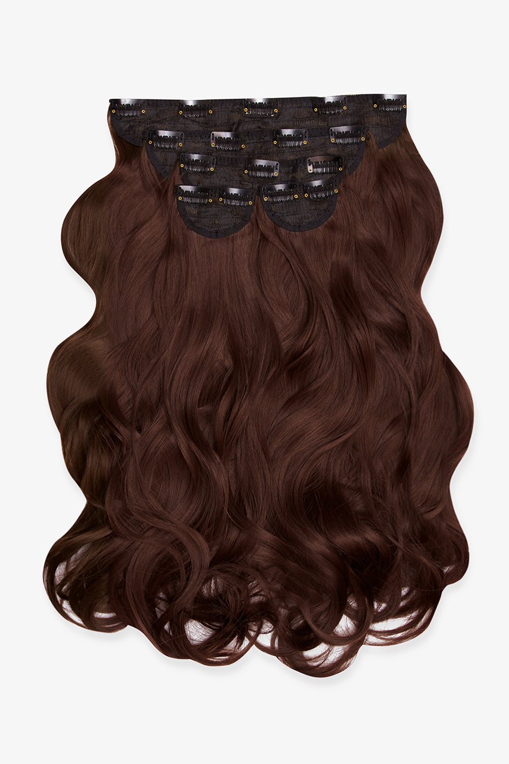 Super Thick 22" 5 Piece Natural Wavy Clip In Hair Extensions - LullaBellz - Warm Brunette
