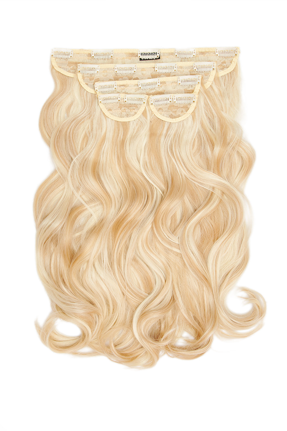 Super Thick 22" 5 Piece Blow Dry Wavy Clip In Hair Extensions - Highlighted Champagne