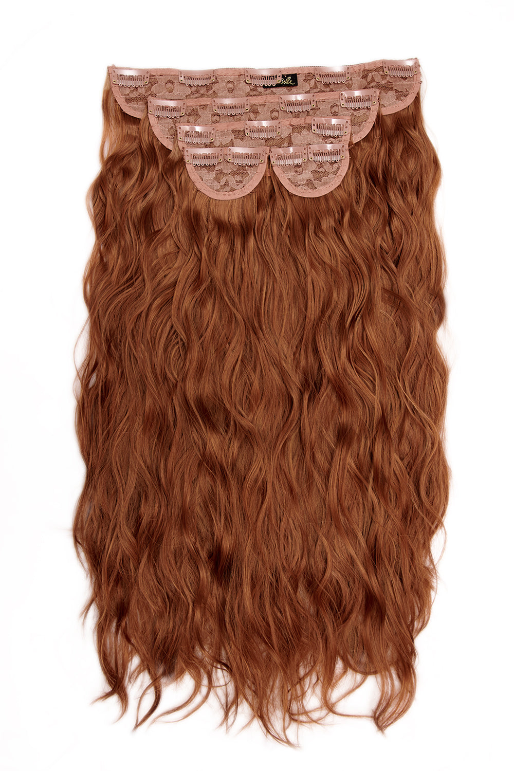 Super Thick 22" 5 Piece Crimped Wavy Clip In Hair Extensions - LullaBellz  - Copper Red