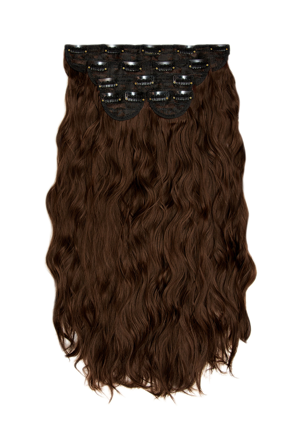Super Thick 22" 5 Piece Crimped Wavy Clip In Hair Extensions - LullaBellz  - Golden Brown