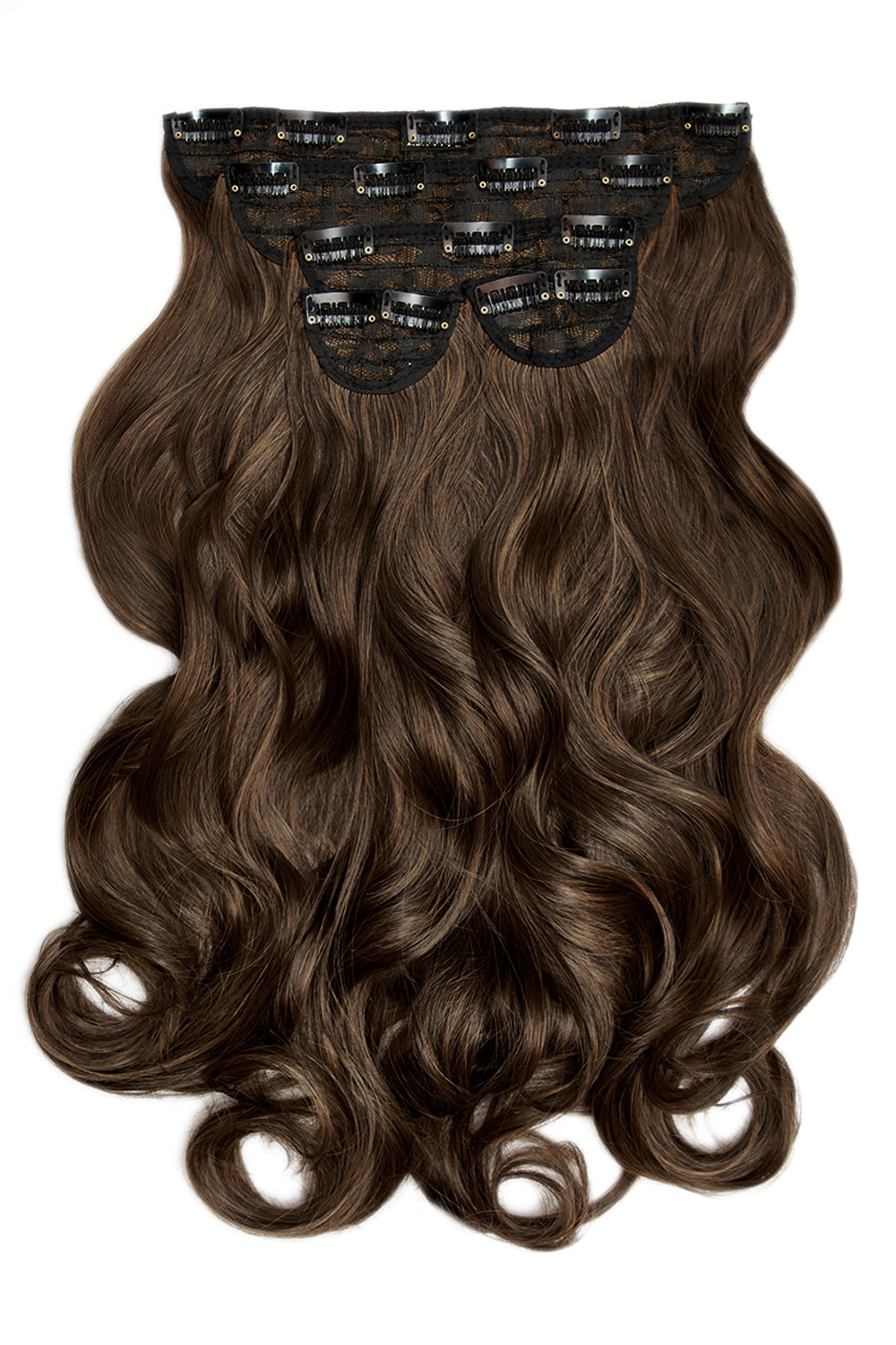 Super Thick 22" 5 Piece Curly Clip In Hair Extensions - Dark Brown & Caramel