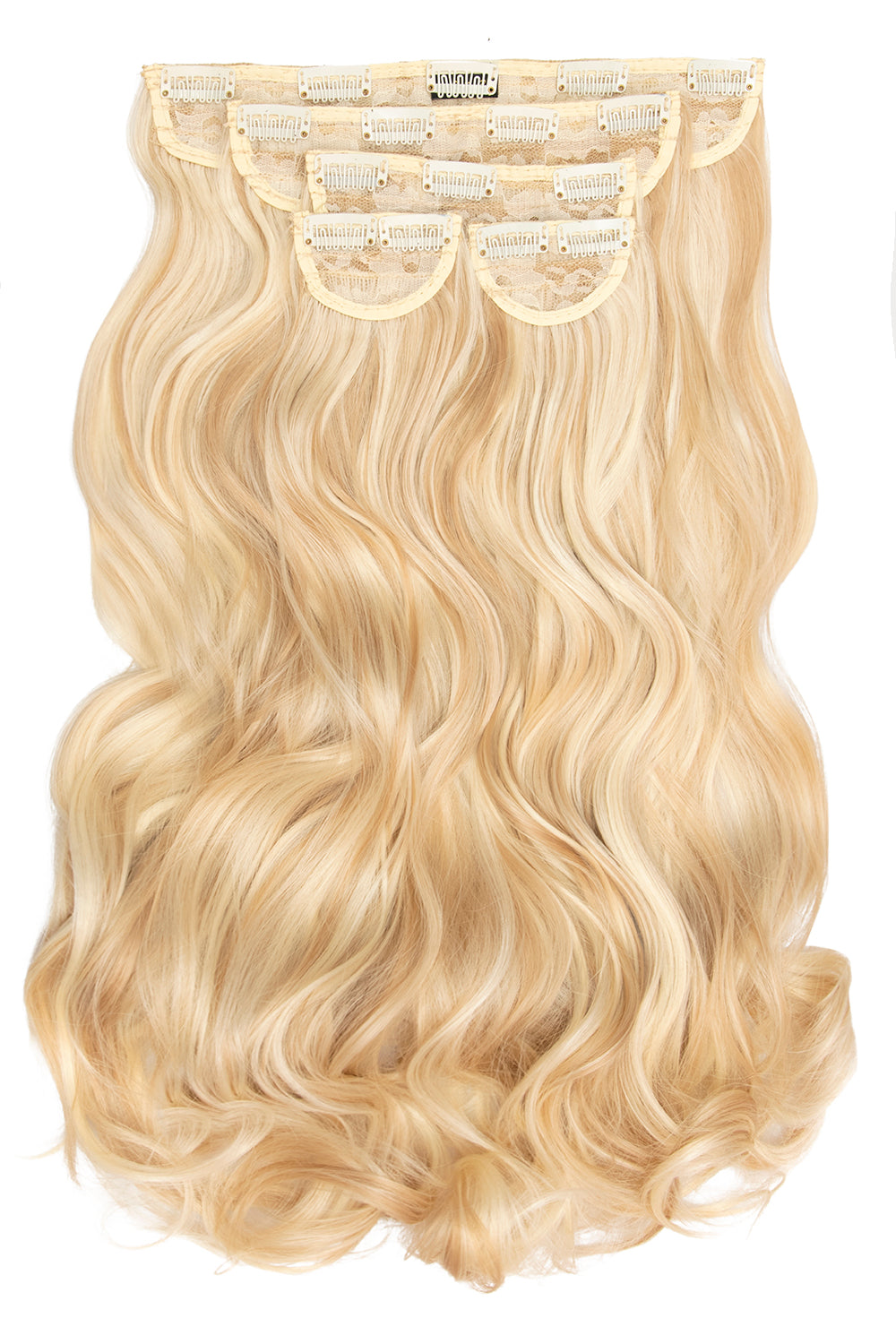 Super Thick 22" 5 Piece Curly Clip In Hair Extensions - Highlighted Champagne