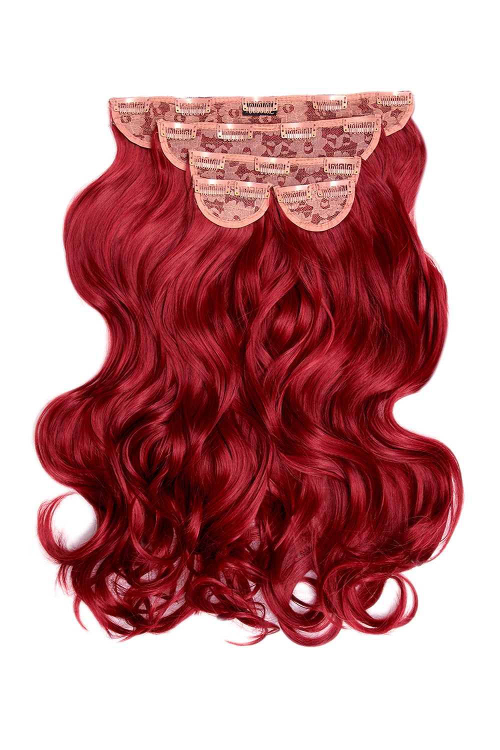 Super Thick 22" 5 Piece Natural Wavy Clip In Hair Extensions - LullaBellz - Ruby Red
