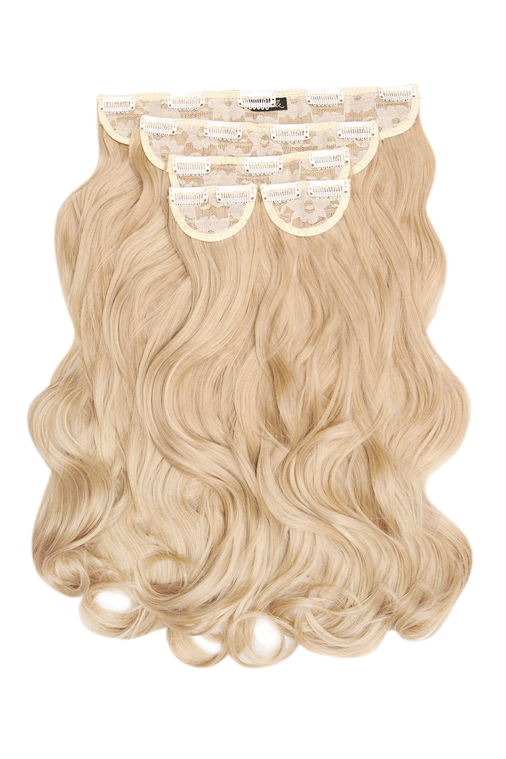 Super Thick 22" 5 Piece Natural Wavy Clip In Hair Extensions + Hair Care Bundle - Champagne Blonde