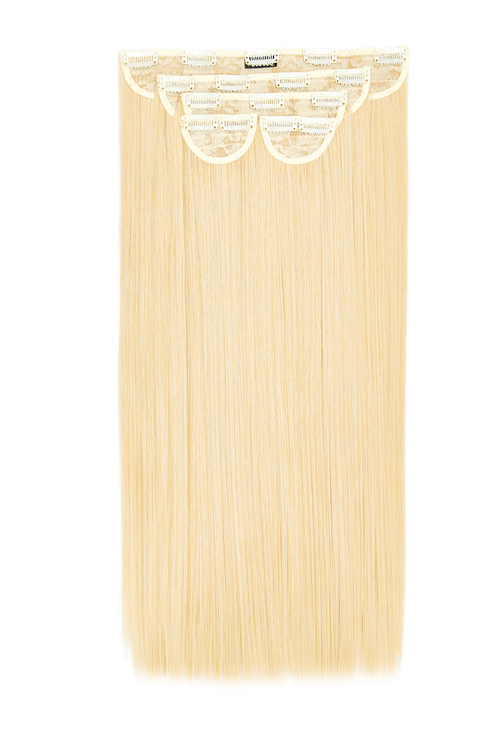 Super Thick 22" 5 Piece Straight Clip In Hair Extensions + Hair Care Bundle - Pure Blonde