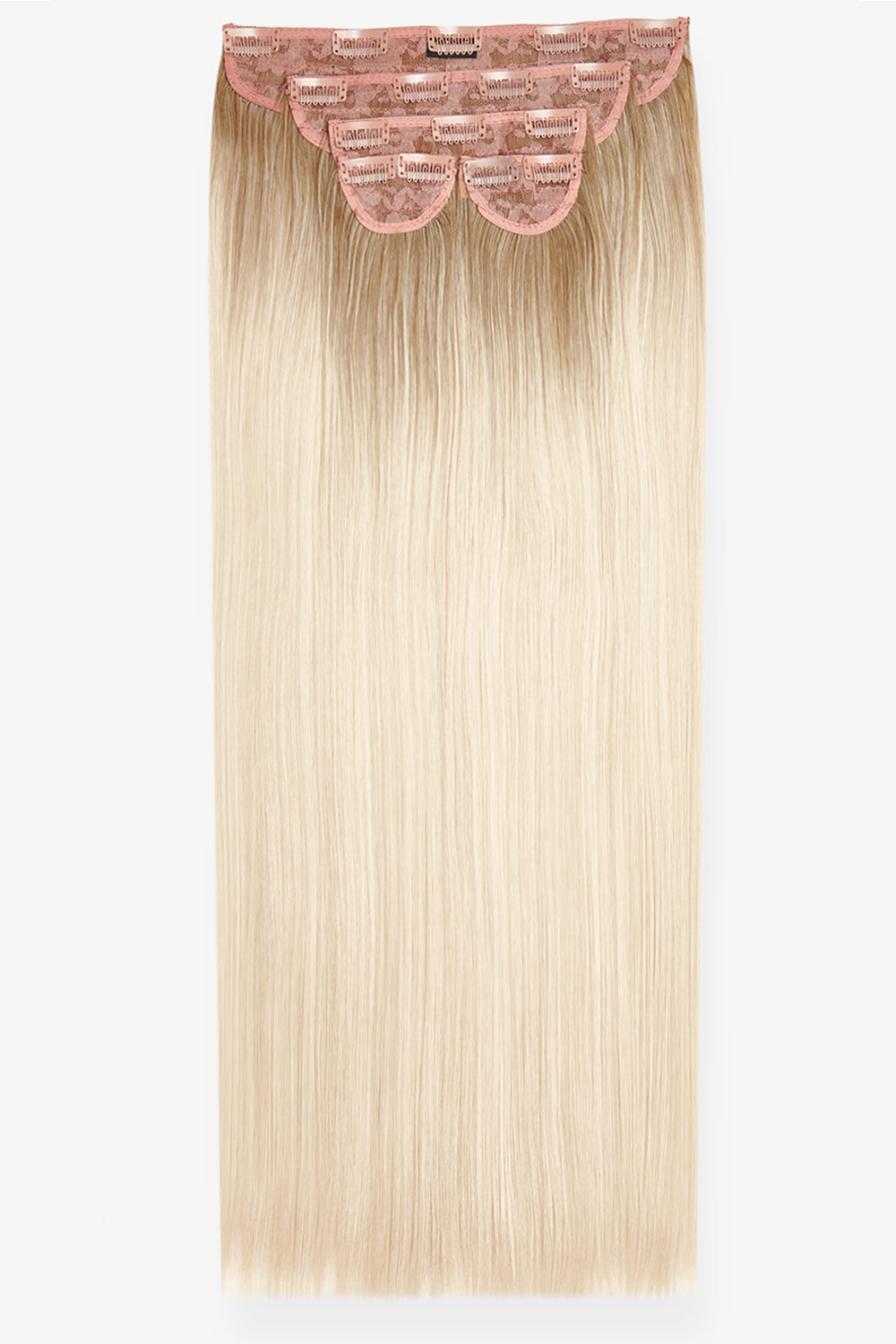 Super Thick 26" 5 Piece Statement Straight Clip In Hair Extensions - LullaBellz - Rooted Light Blonde