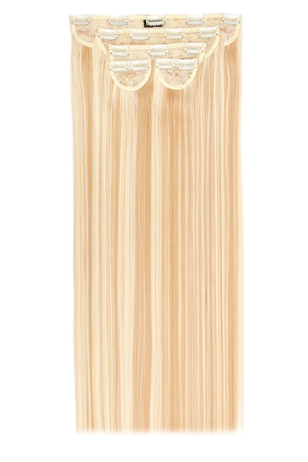 Super Thick 26" 5 Piece Statement Straight Clip In Hair Extensions - LullaBellz - Highlighted Champagne
