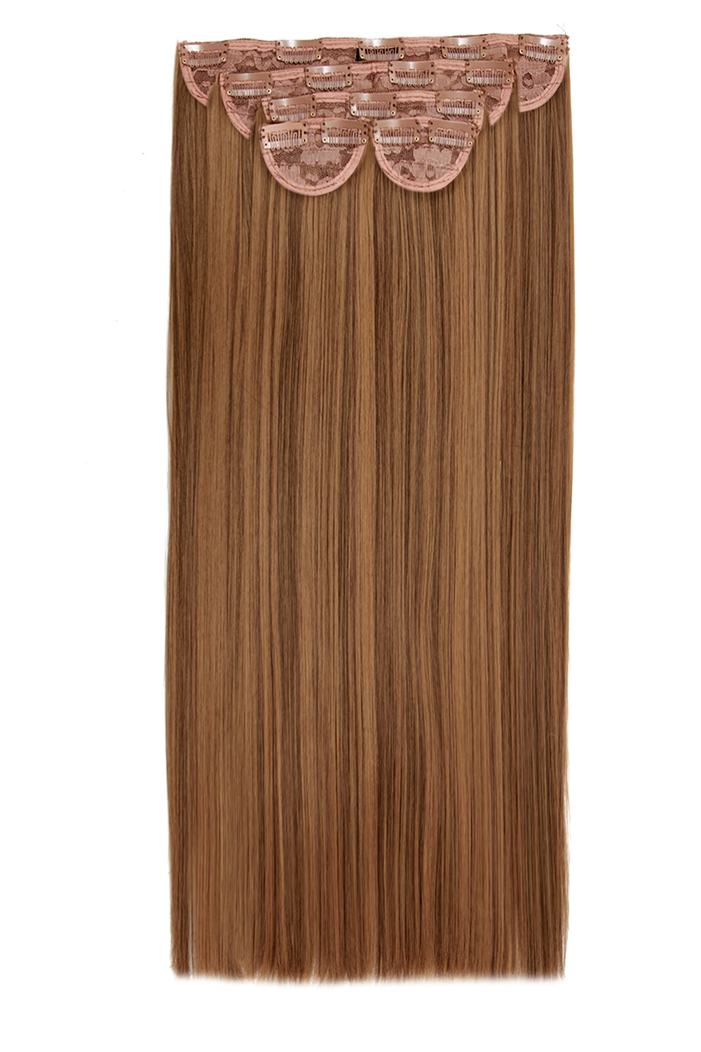 Super Thick 26" 5 Piece Straight Clip in Hair Extensions + Hair Care Bundle - Toffee Brown