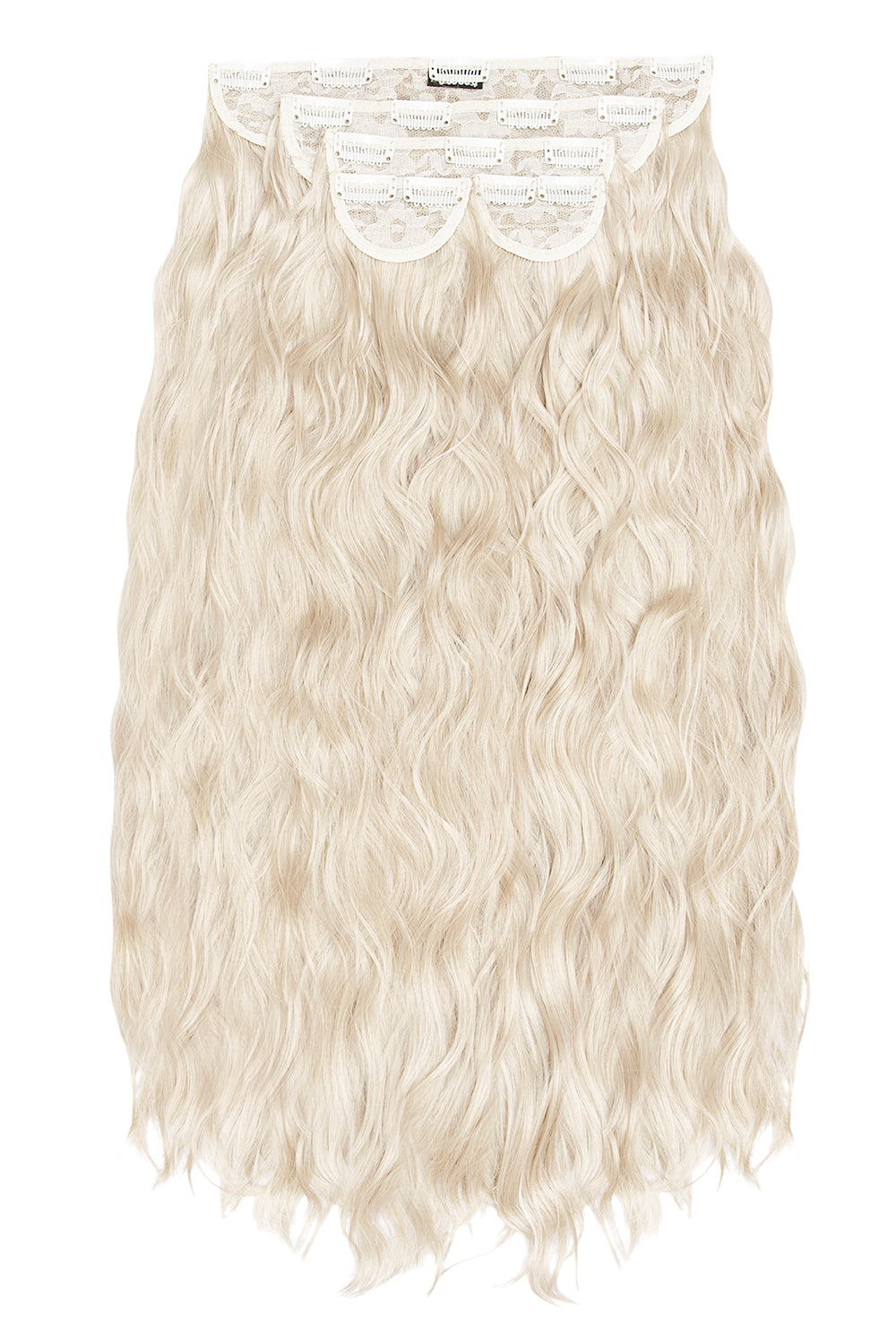 Super Thick 26" 5 Piece Waist Length Wave Clip In Hair Extensions - LullaBellz  - Bleach Blonde Festival Hair Inspiration