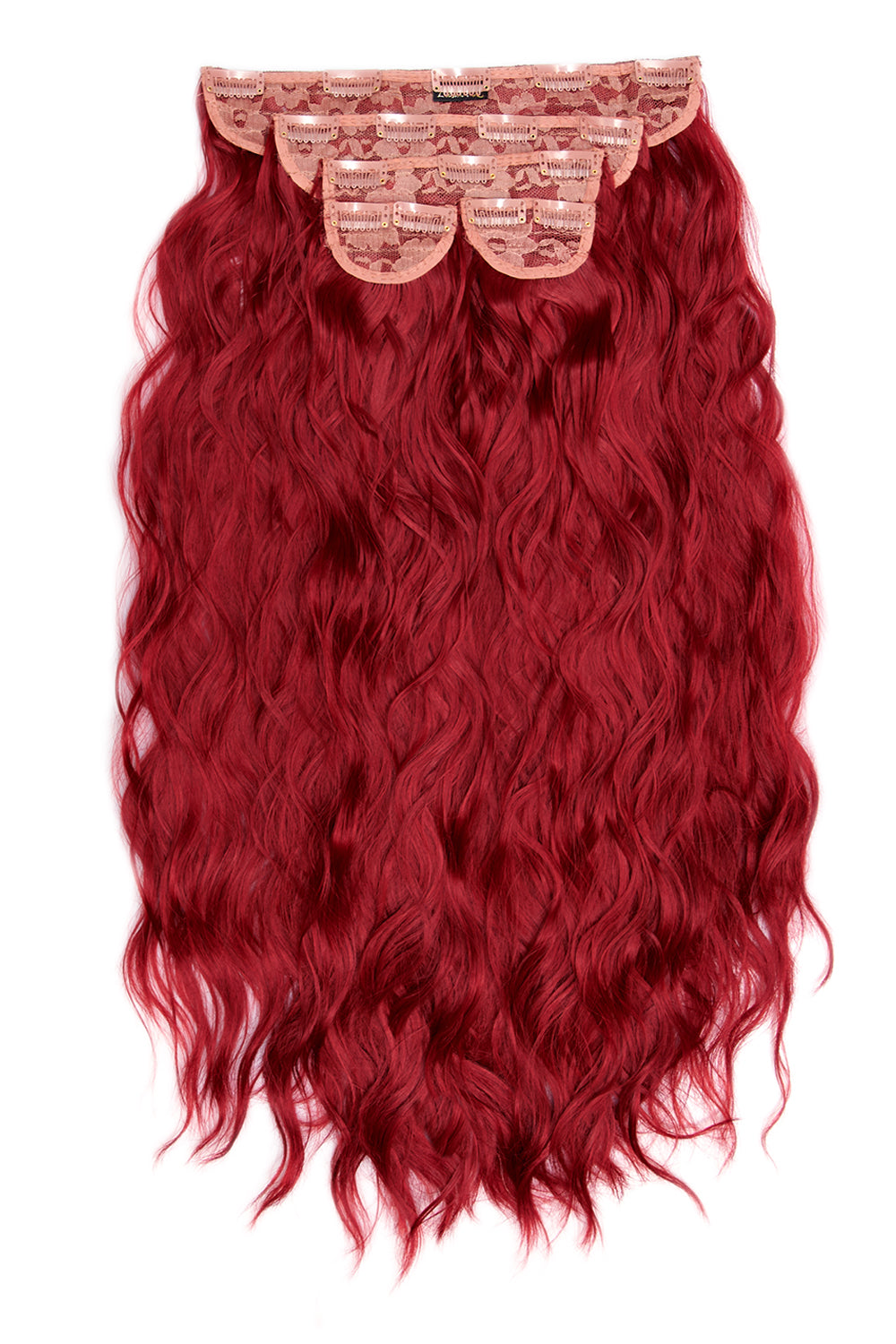 Super Thick 26" 5 Piece Waist Length Wave Clip In Hair Extensions - LullaBellz  - Ruby Red Festival Hair Inspiration