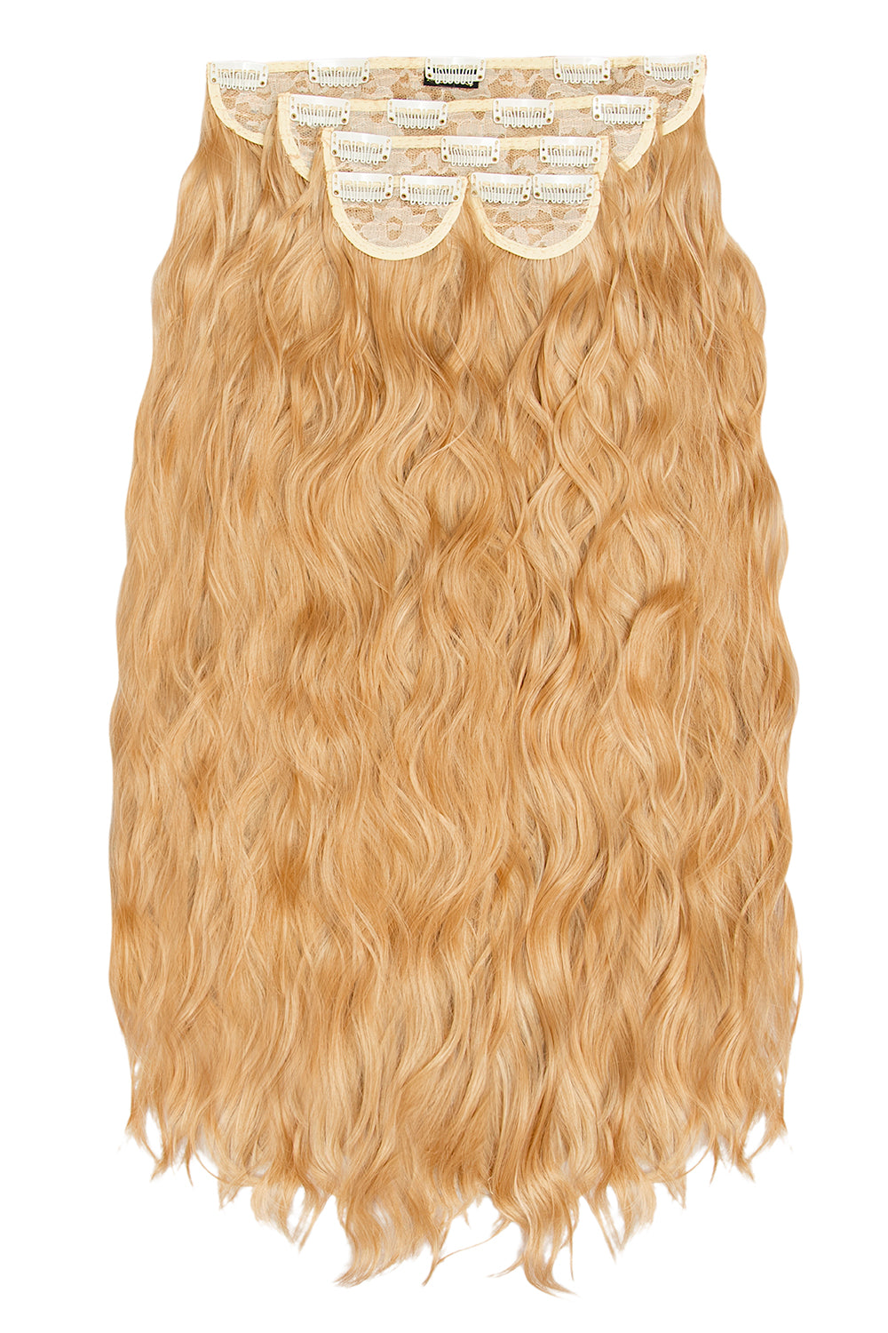 Super Thick 26" 5 Piece Waist Length Wave Clip In Hair Extensions - LullaBellz  - Caramel Blonde
