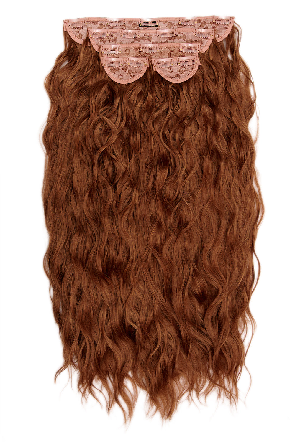 Super Thick 26" 5 Piece Waist Length Wave Clip In Hair Extensions - LullaBellz  - Copper Red Festival Hair Inspiration