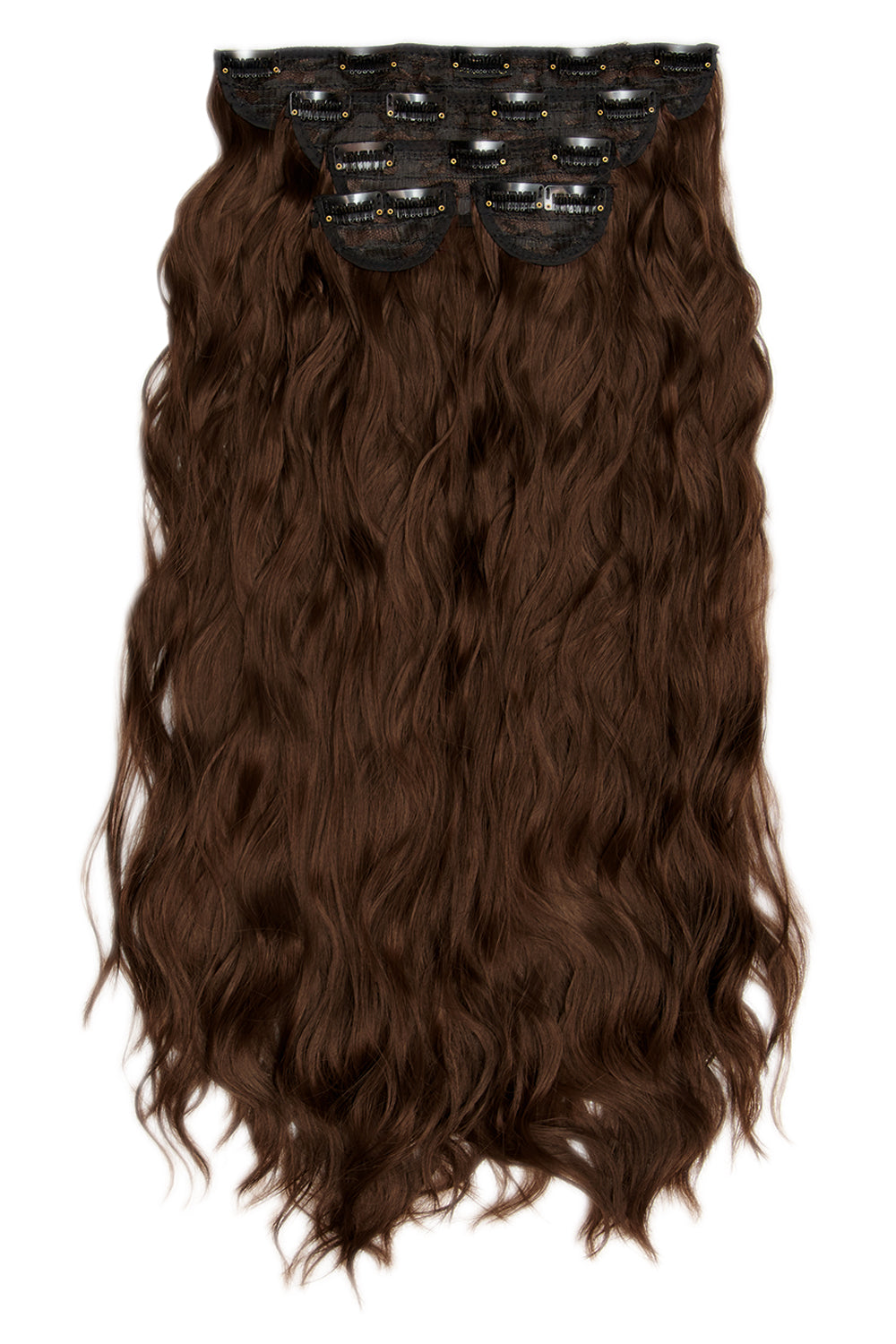 Super Thick 26" 5 Piece Waist Length Wave Clip In Hair Extensions - LullaBellz  - Golden Brown Festival Hair Inspiration