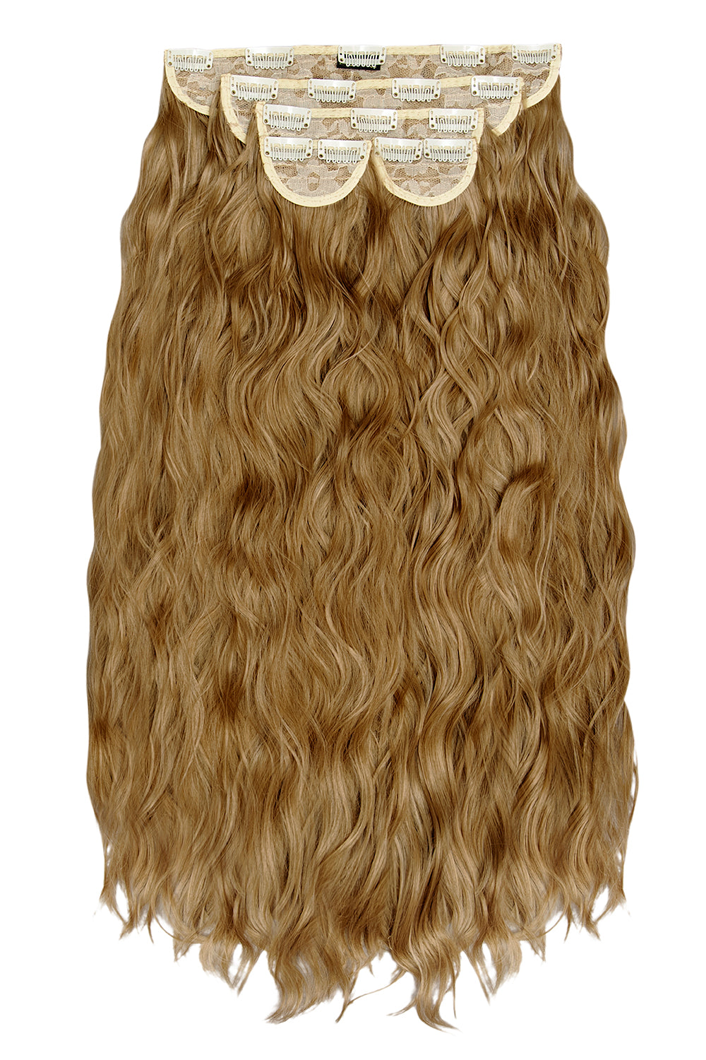Super Thick 26" 5 Piece Waist Length Wave Clip In Hair Extensions - LullaBellz  - Harvest Blonde Festival Hair Inspiration