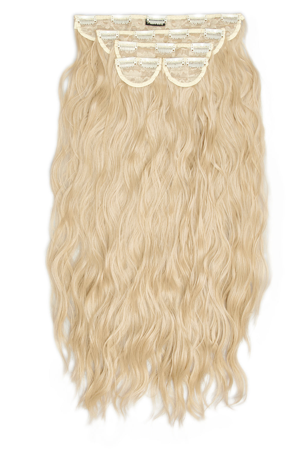 Super Thick 26" 5 Piece Waist Length Wave Clip In Hair Extensions - LullaBellz  - Light Blonde Festival Hair Inspiration