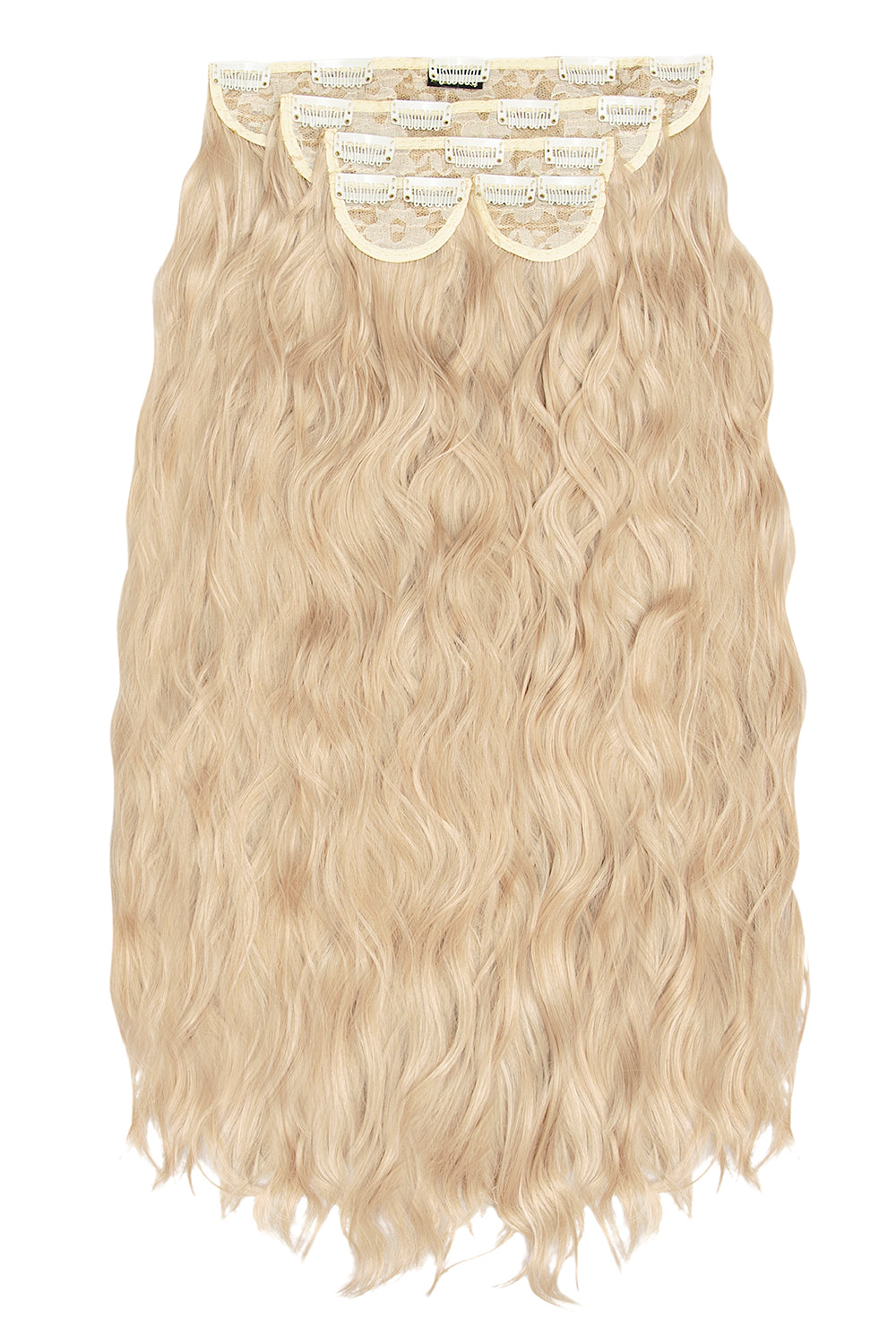 Super Thick 26" 5 Piece Waist Length Wave Clip in Hair Extensions + Hair Care Bundle - Light Golden Blonde