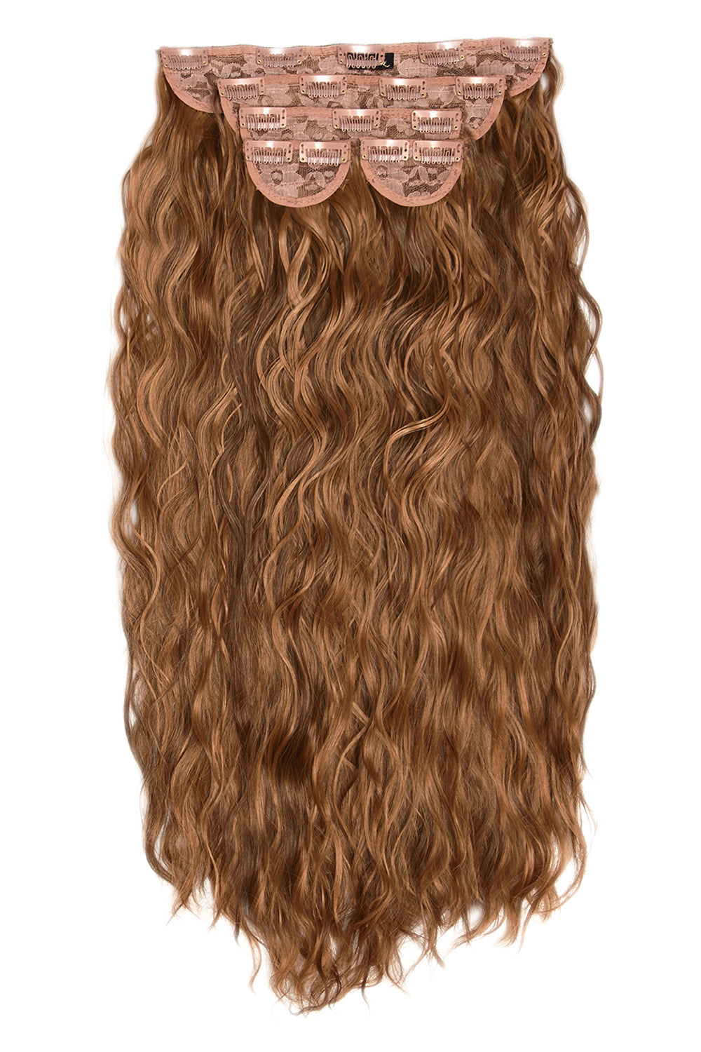 Super Thick 26" 5 Piece Waist Length Wave Clip In Hair Extensions - LullaBellz  - Toffee Brown Festival Hair Inspiration