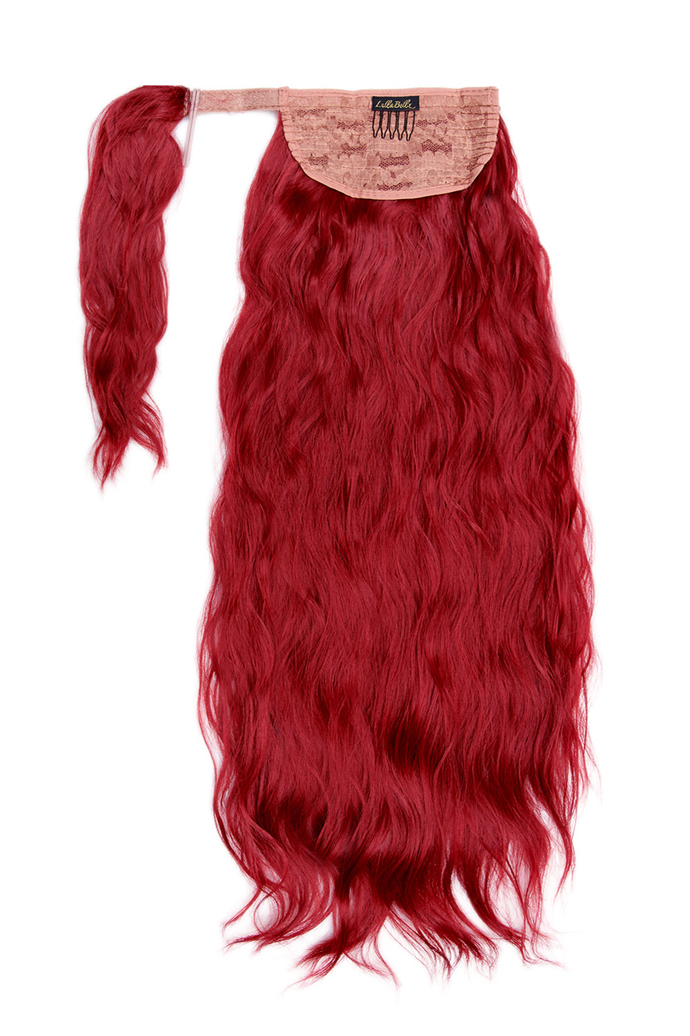 26" Textured Wavy Grande Lengths Wraparound Ponytail - LullaBellz  - Ruby Red