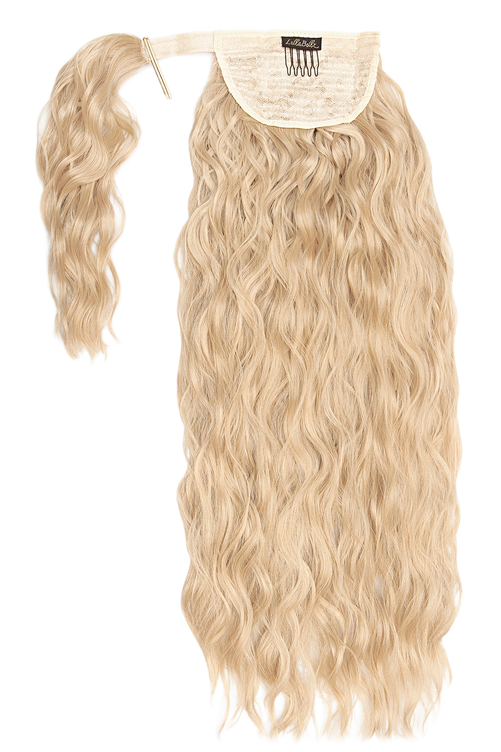 26" Textured Wavy Grande Lengths Wraparound Ponytail - LullaBellz  - Champagne Blonde