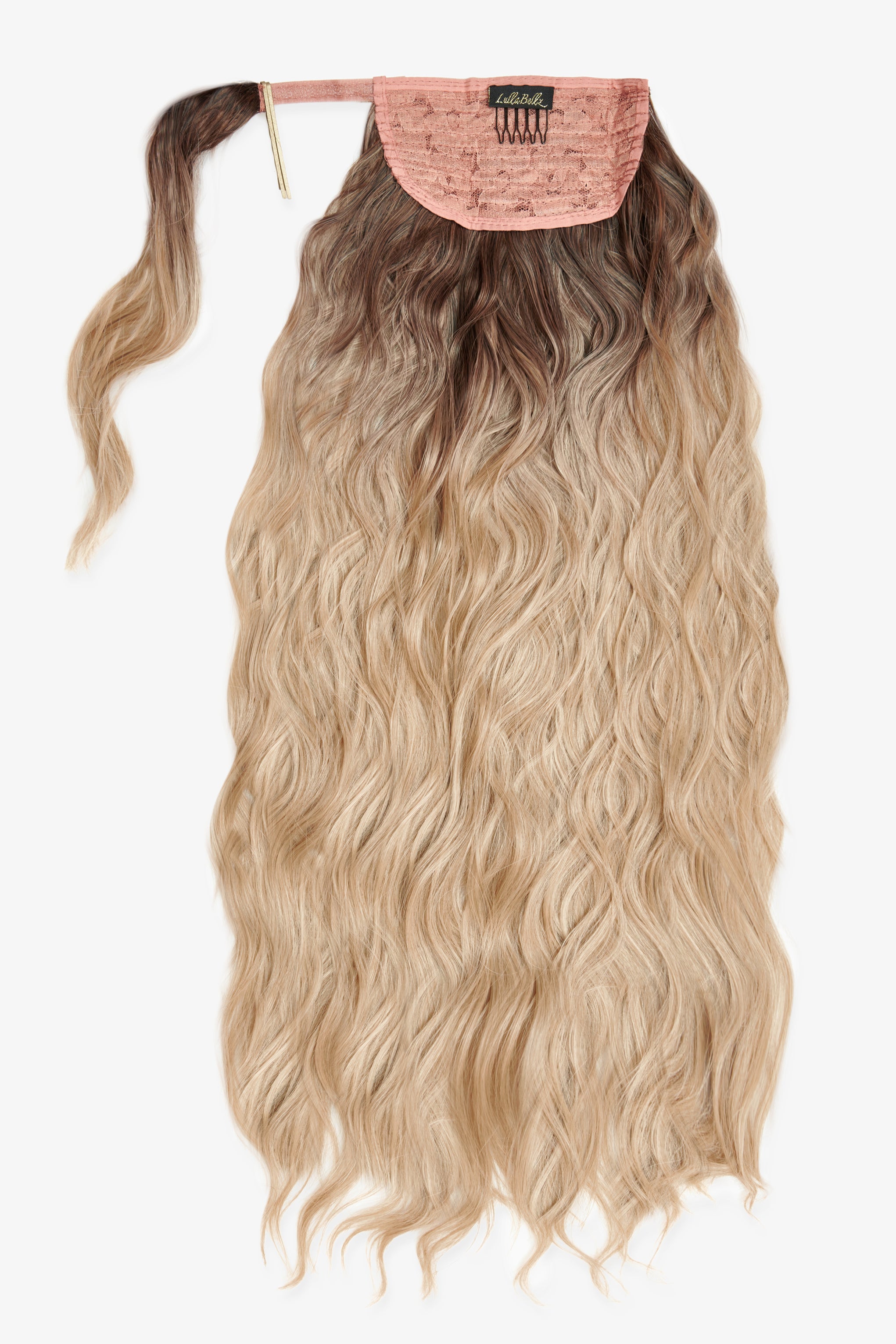 26" Textured Wavy Grande Lengths Wraparound Ponytail - LullaBellz  - Rooted California Blonde