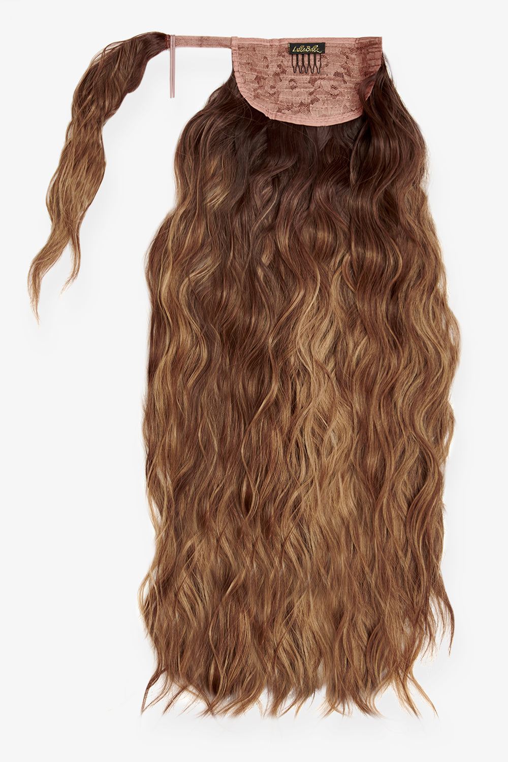 26" Textured Wavy Grande Lengths Wraparound Ponytail - LullaBellz  - Rooted Mellow Brown
