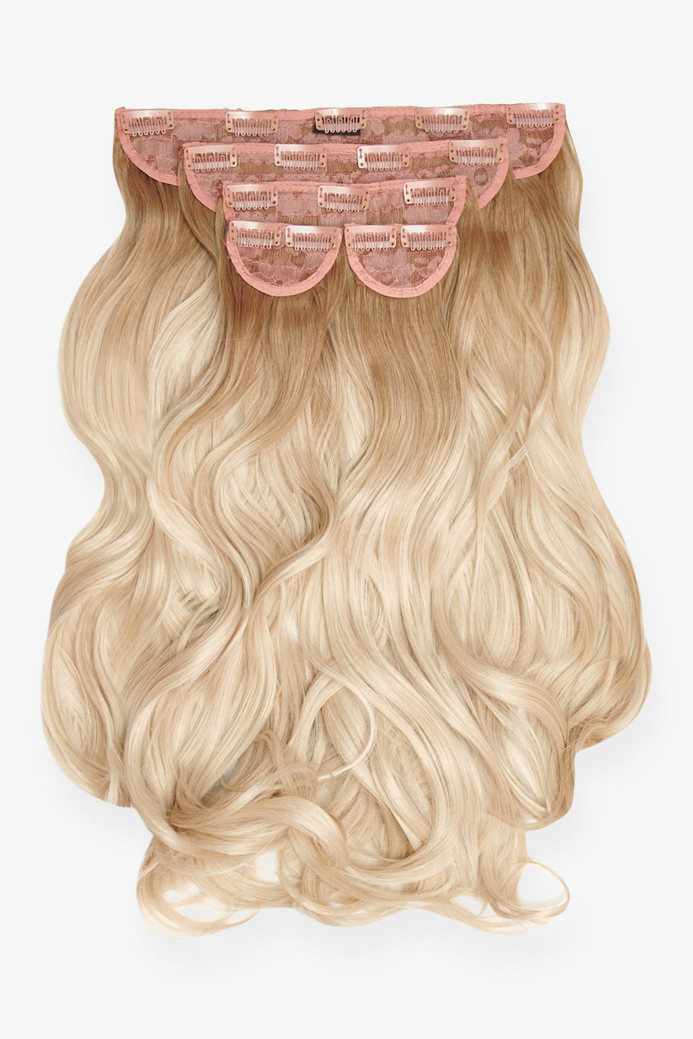 Super Thick 22" 5 Piece Natural Wavy Clip In Hair Extensions - LullaBellz - Rooted Light Blonde