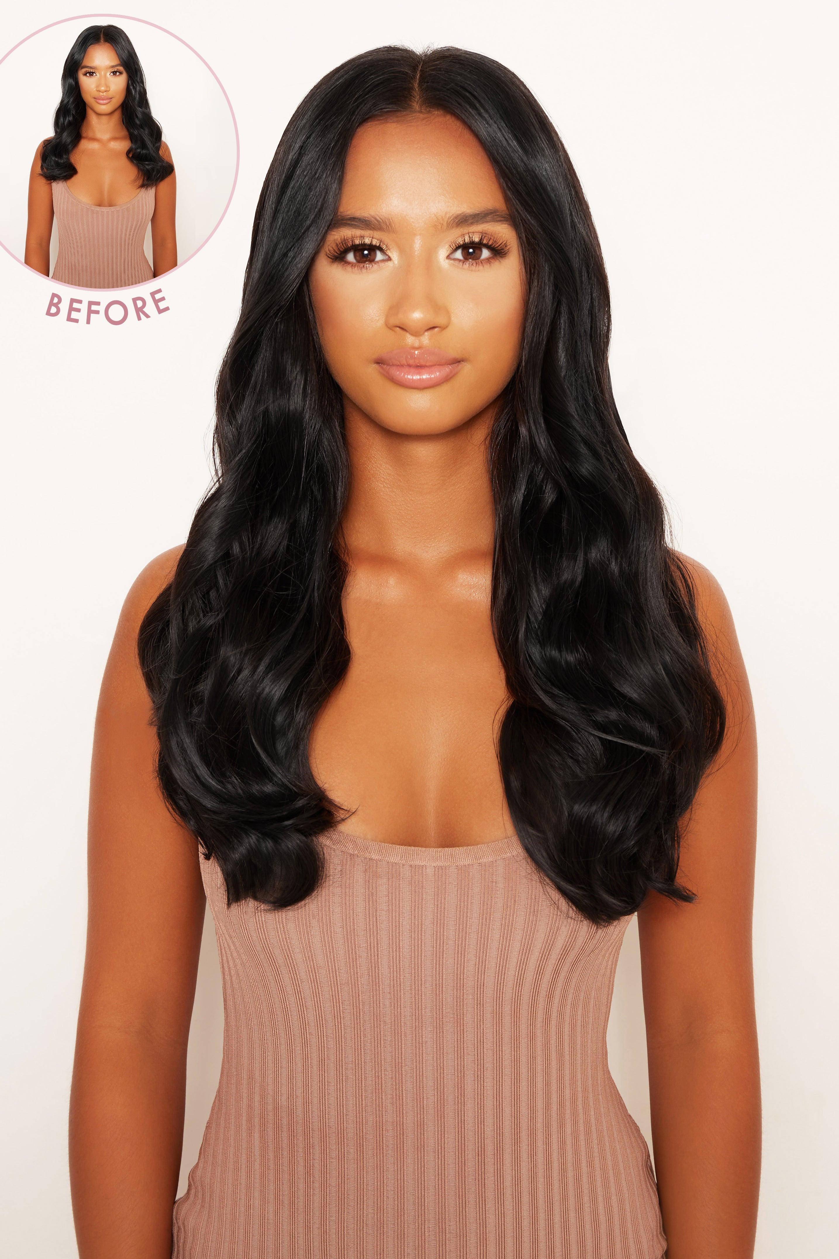 Super Thick 16" 5 Piece Blow Dry Wavy Clip In Hair Extensions - Natural Black