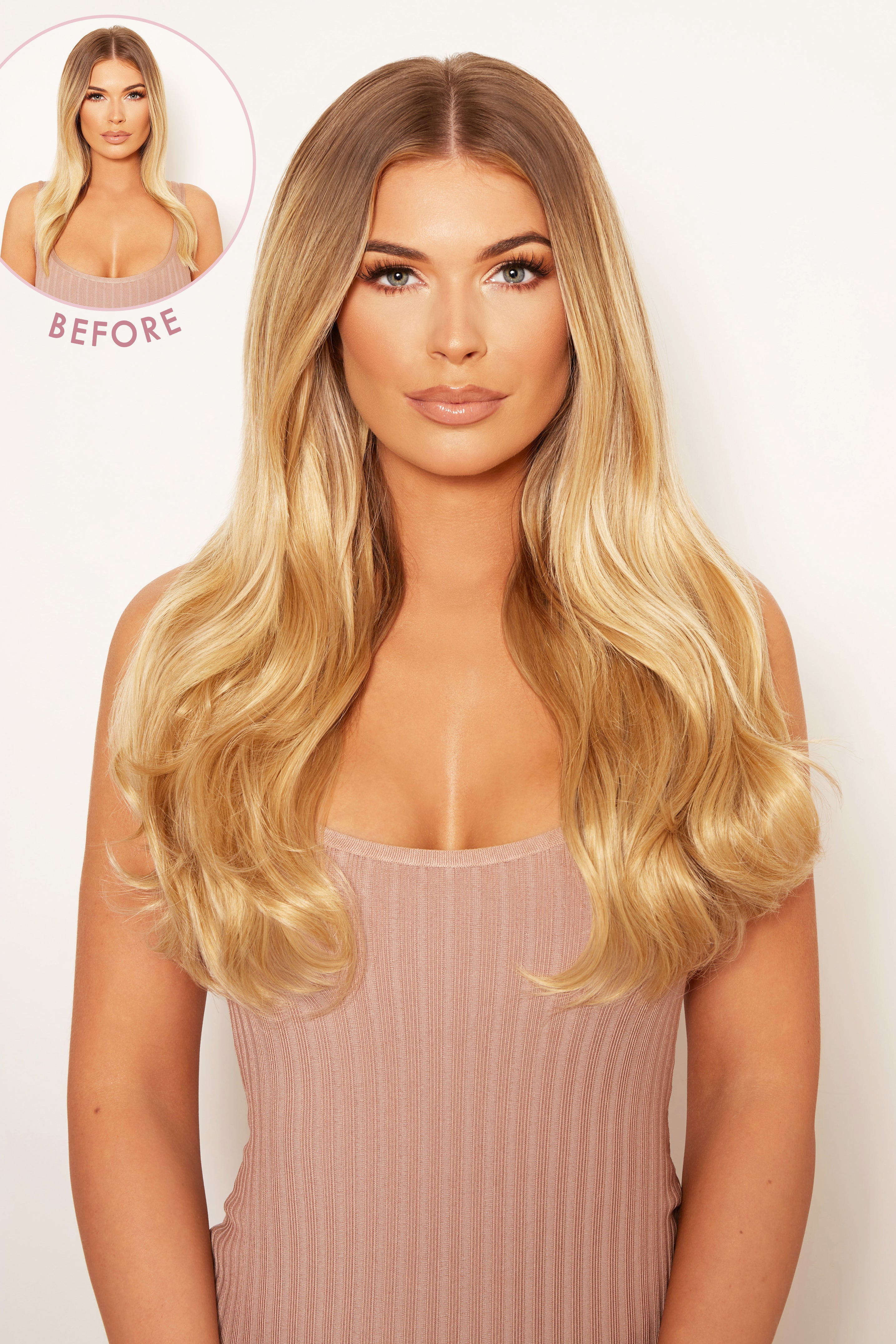 Super Thick 16" 5 Piece Blow Dry Wavy Clip In Hair Extensions - Golden Blonde