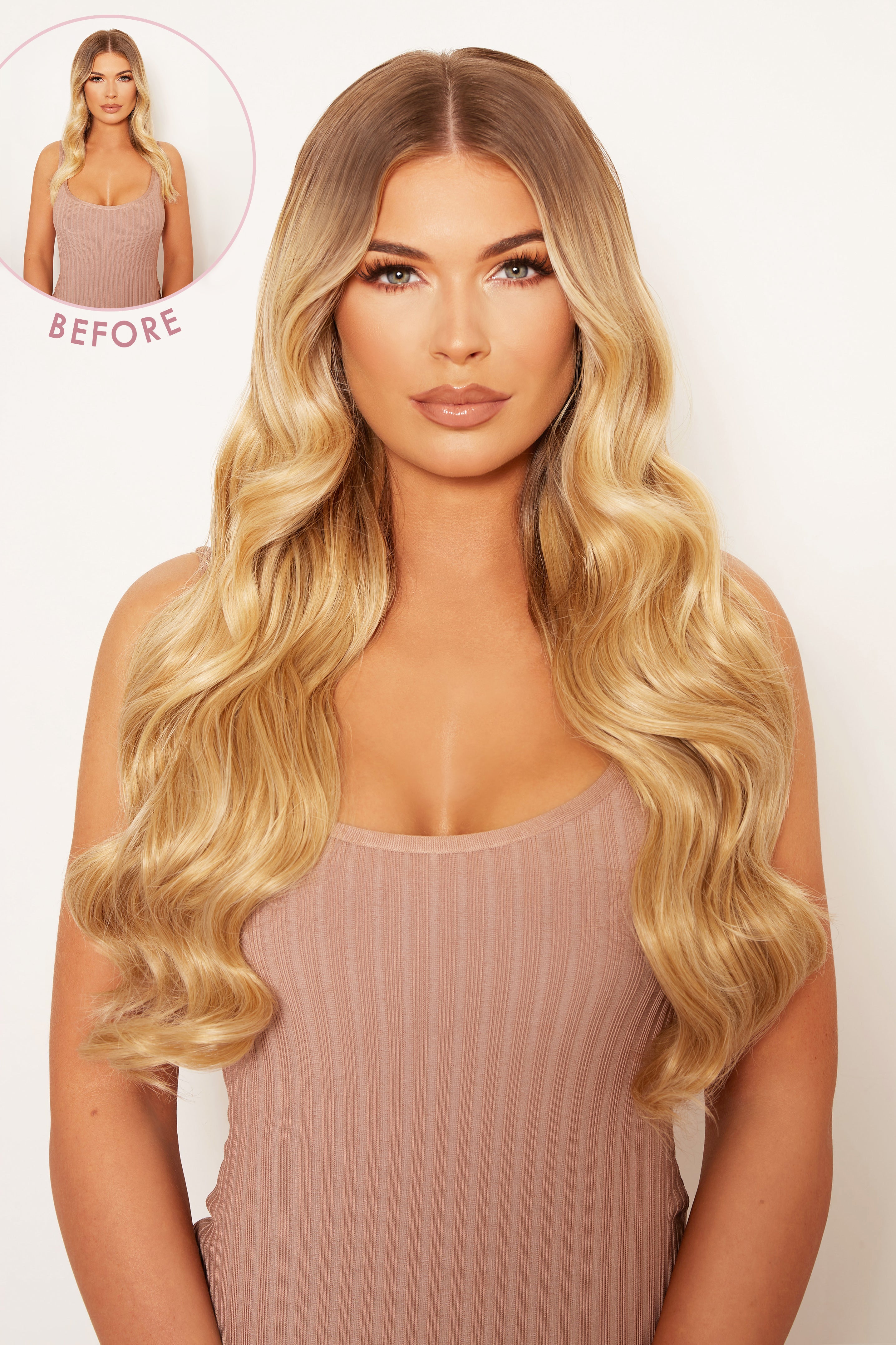 Super Thick 22" 5 Piece Natural Wavy Clip In Hair Extensions - LullaBellz - Golden Blonde