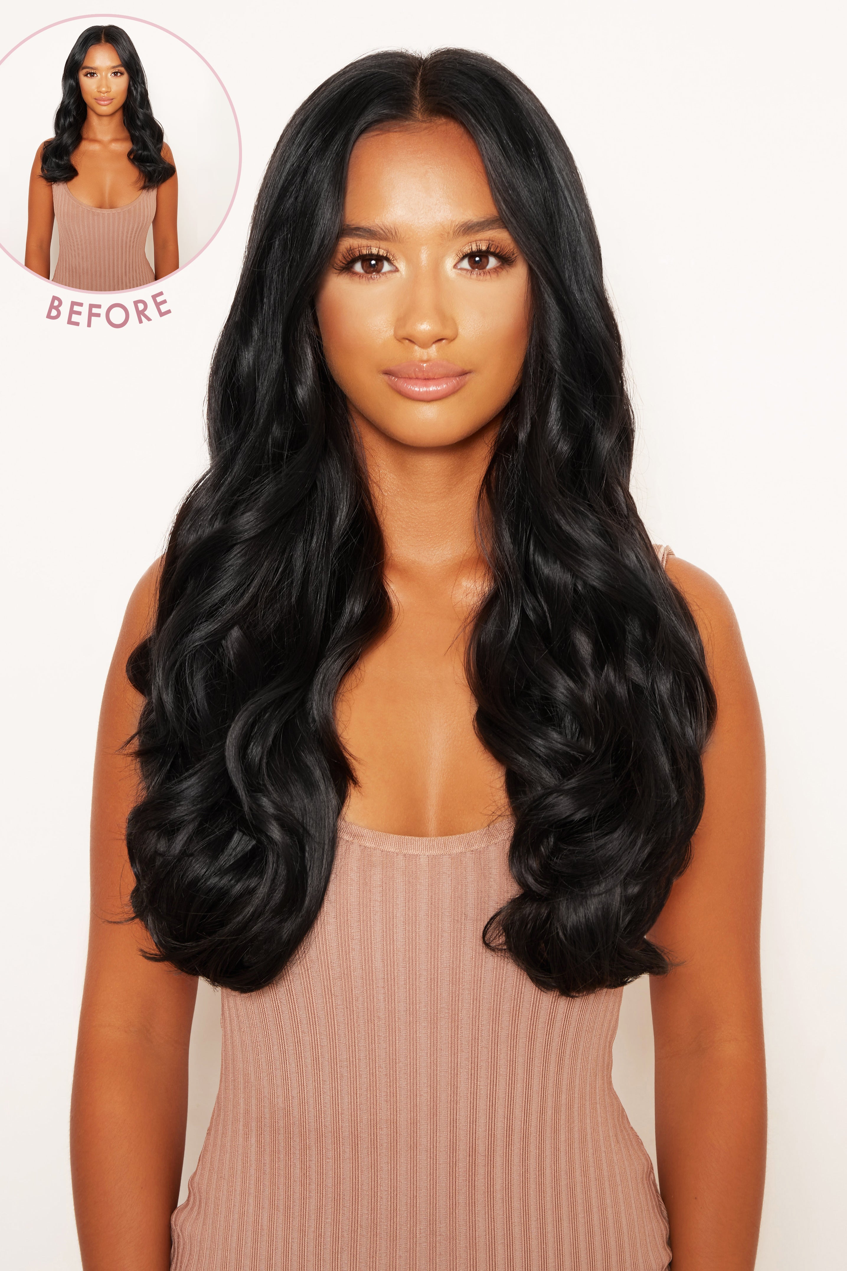 Thick 20" 1 Piece Curly Clip In Hair Extensions - LullaBellz - Natural Black