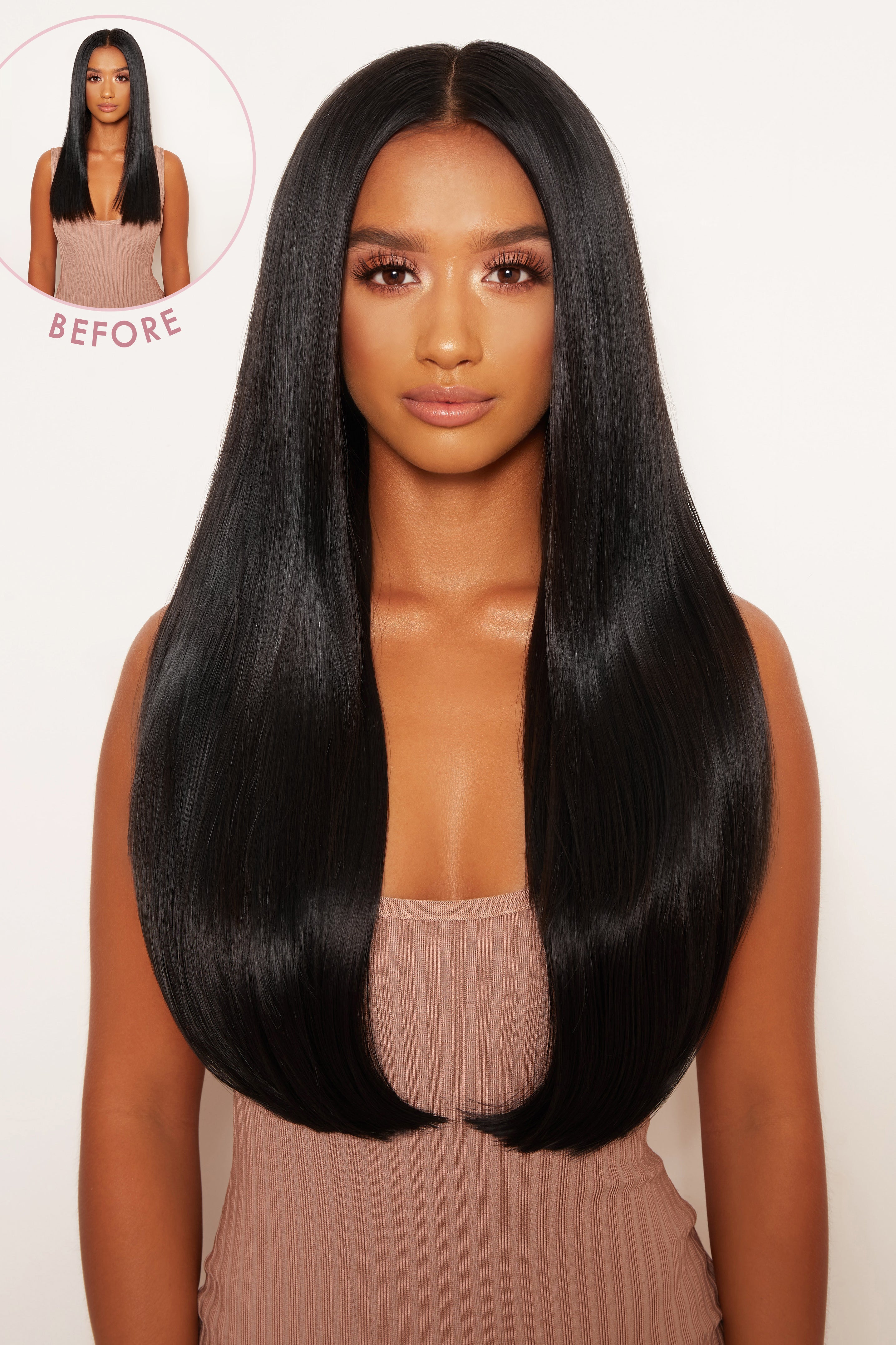 Super Thick 22" 5 Piece Straight Clip In Hair Extensions - LullaBellz - Natural Black
