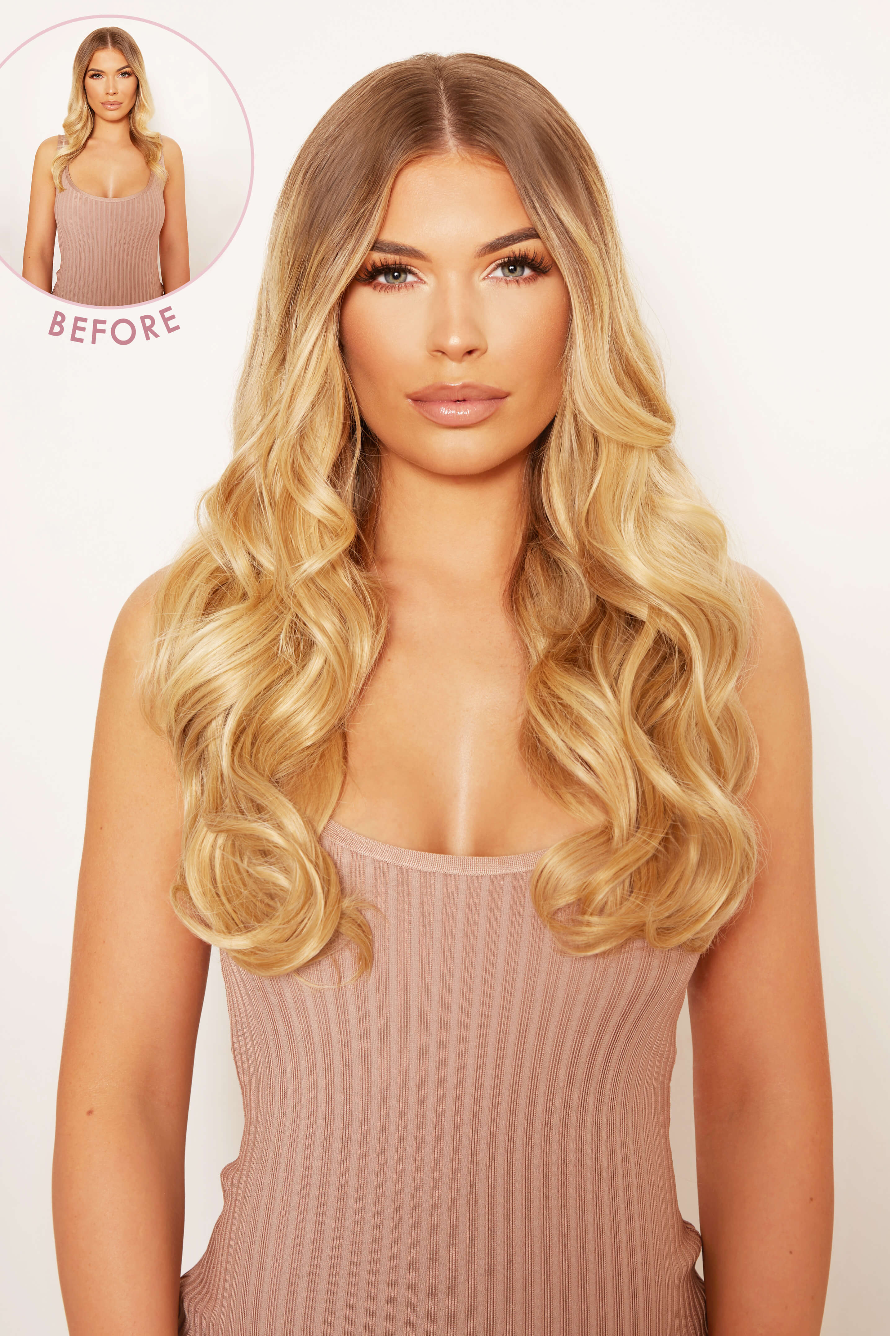 Thick 16" 1 Piece Curly Clip In Hair Extensions - LullaBellz - Golden Blonde