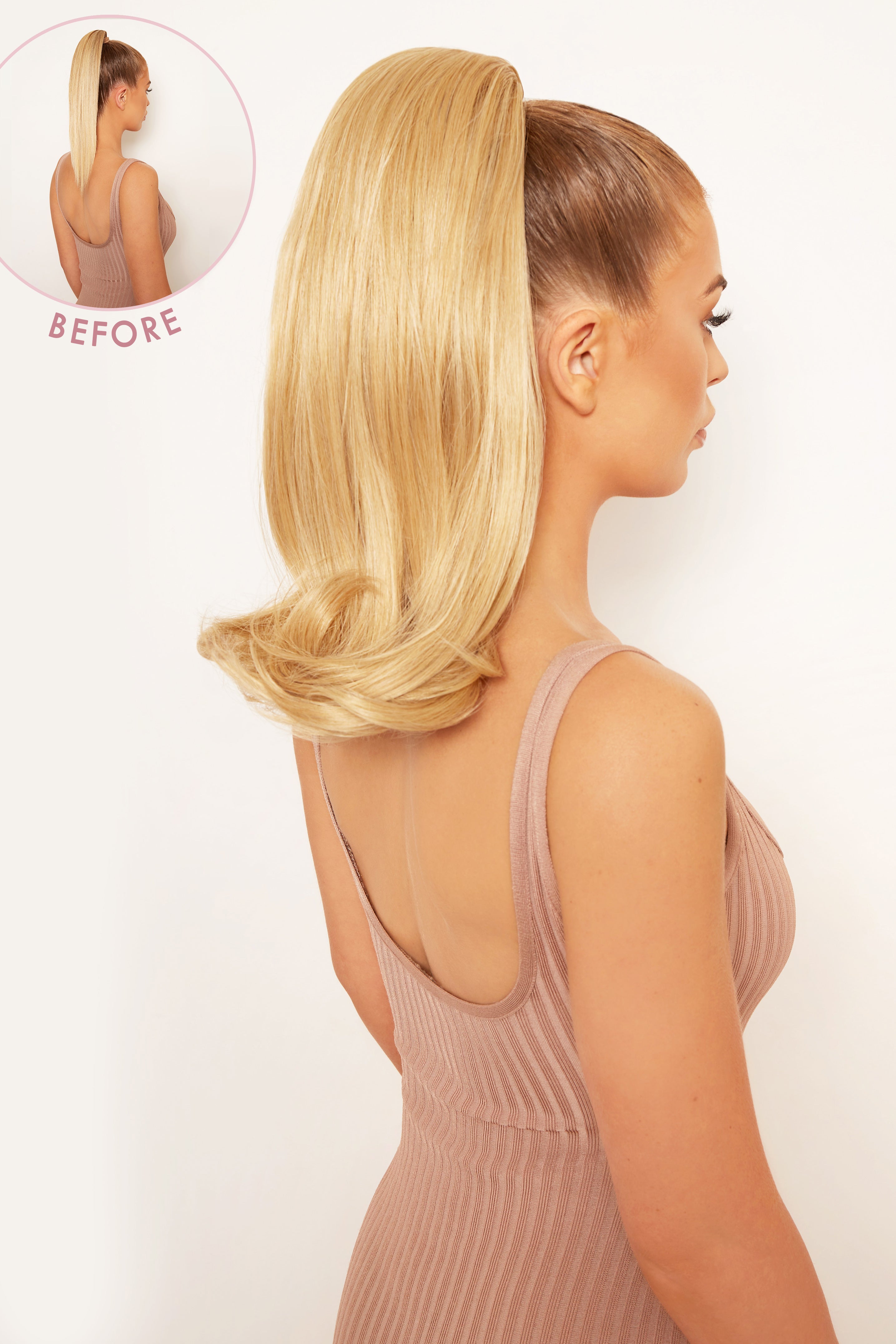 Bouncy Luxe 18" Curly Drawstring Ponytail - Golden Blonde