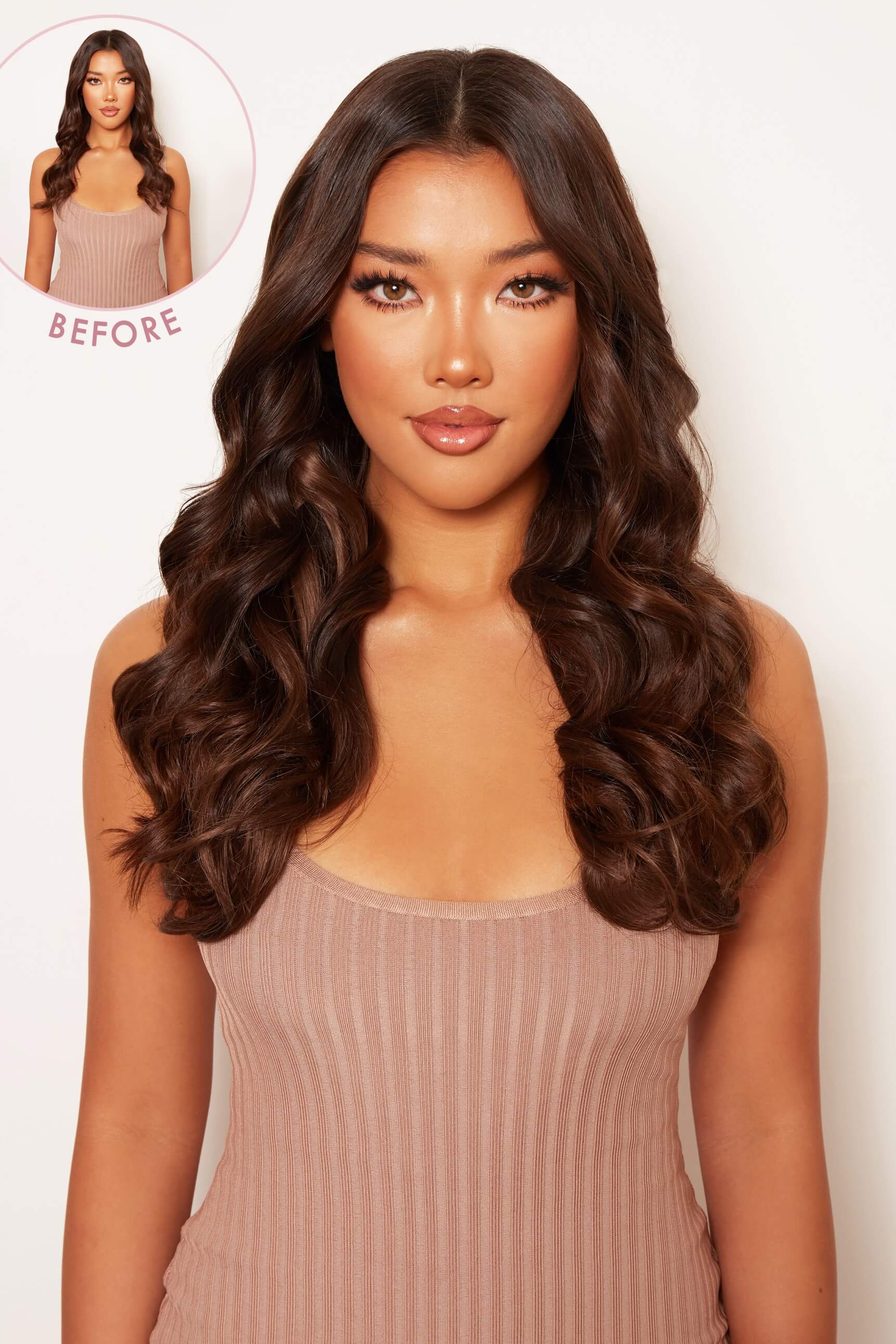 Thick 16" 1 Piece Curly Clip In Hair Extensions - LullaBellz - Chestnut