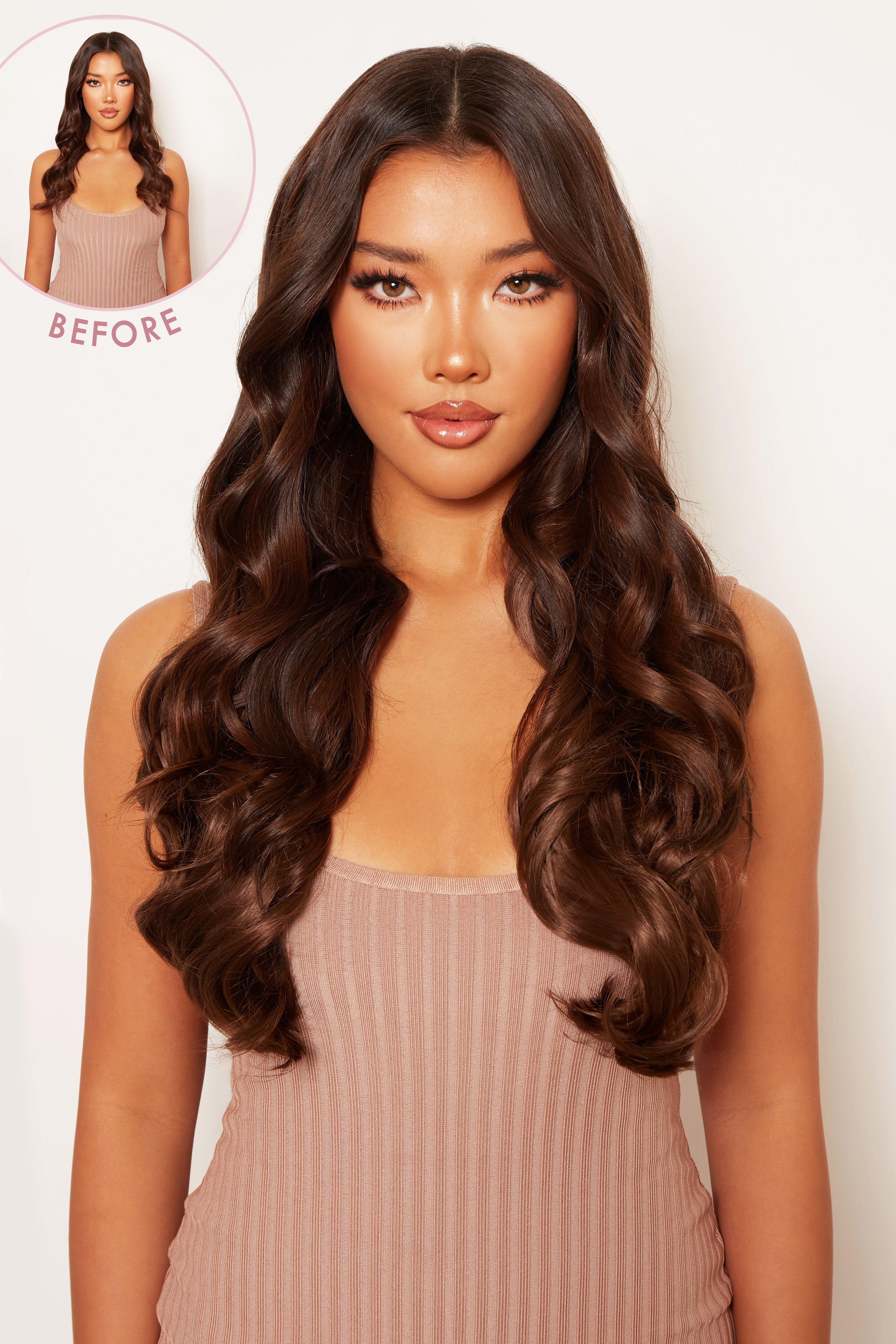 Thick 20" 1 Piece Curly Clip In Hair Extensions - LullaBellz - Chestnut